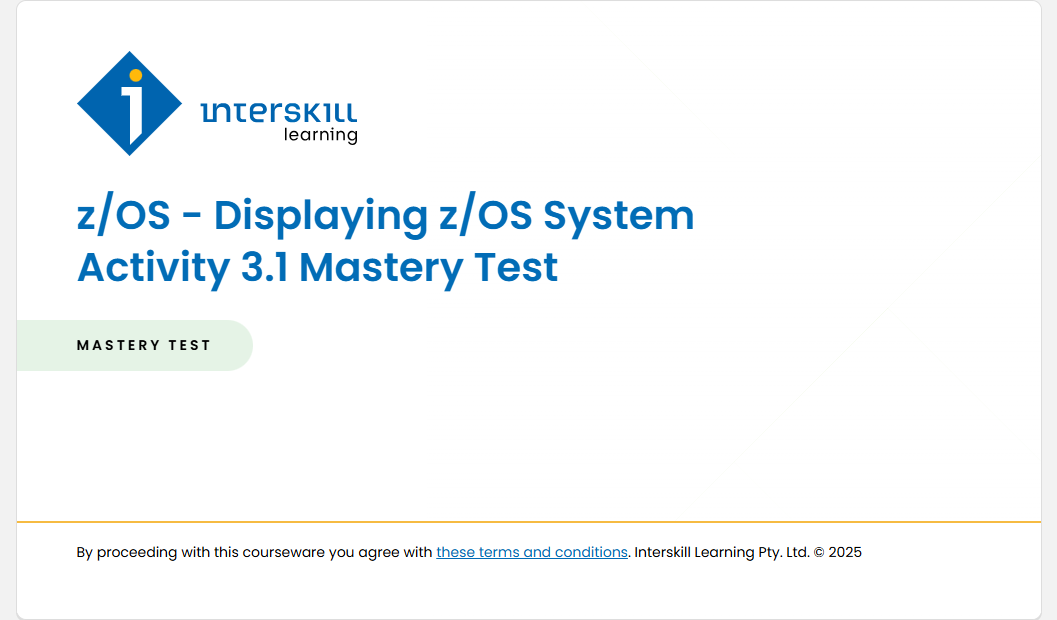 z/OS - Displaying z/OS System Activity 3.1 總測驗 screenshot