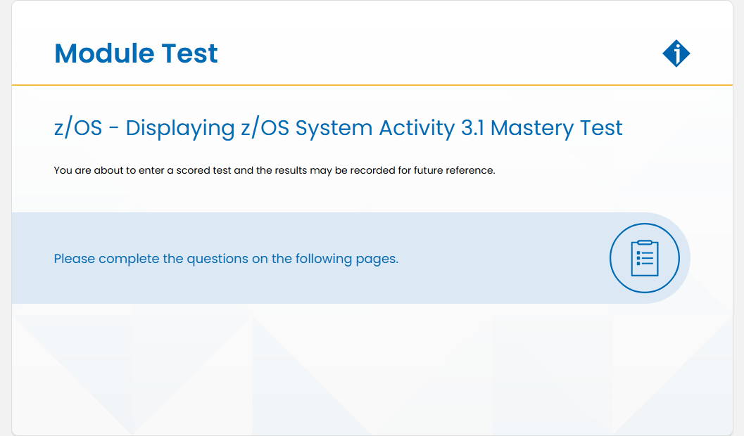 z/OS - Displaying z/OS System Activity 3.1 總測驗 - 模組測驗 screenshot