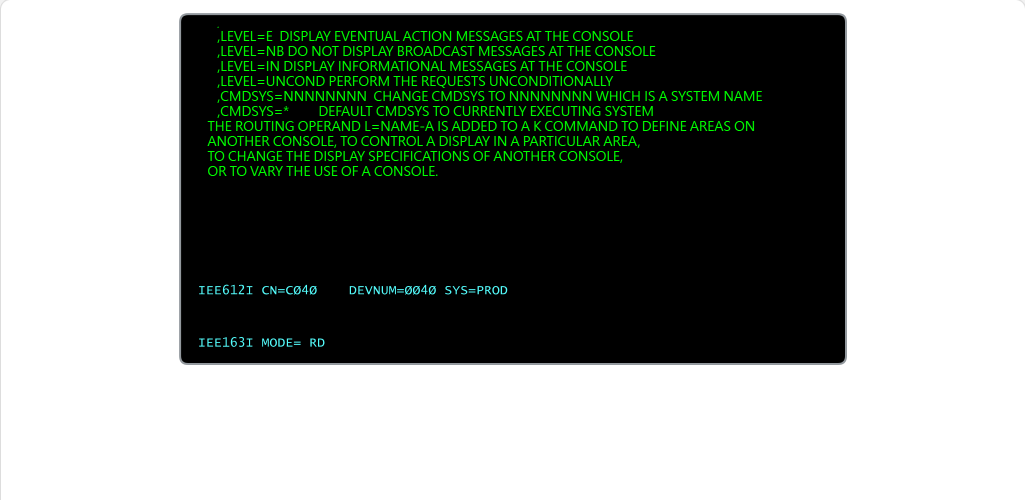 使用系統指令與主控台 - 顯示 CONTROL 指令選項 screenshot